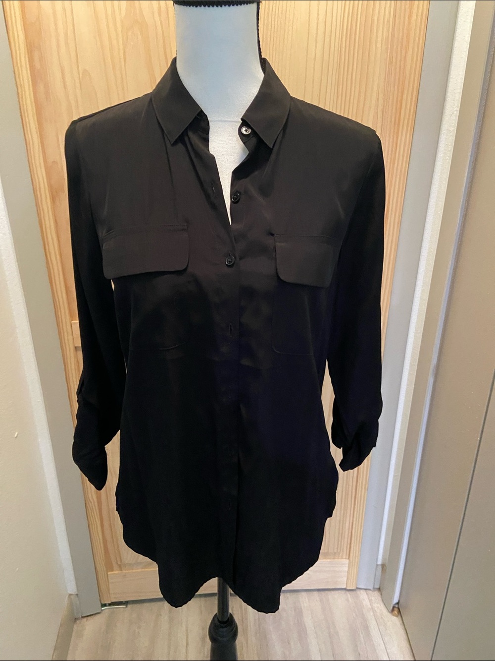 Express Black Button-Front Blouse